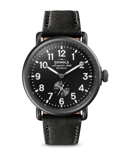 Shop Shinola Men's Leather Strap Watch In Black