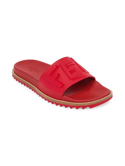 Shop Fendi Men's Vocab Slides In Red