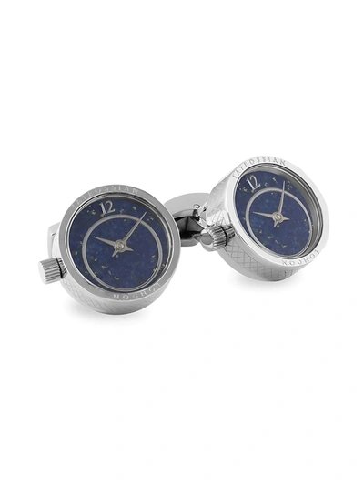 Shop Tateossian Men's Prezioso Watch Rhodium Cufflinks In Lapis