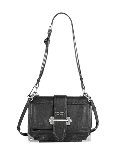 Shop Prada Large Soft Cahier Shoulder Bag In Black