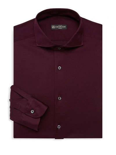 Shop Corneliani Men's Modern-fit Dress Shirt In Burgundy