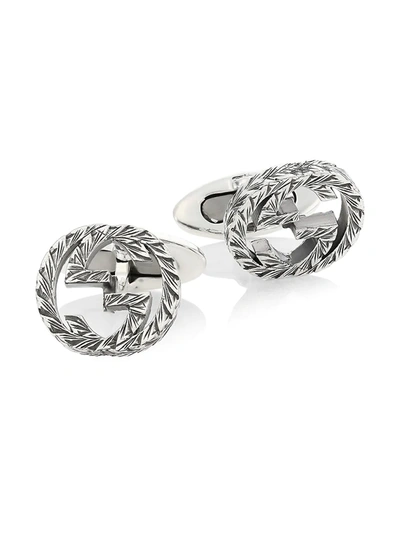Shop Gucci Interlocking Cuff Links In Silver
