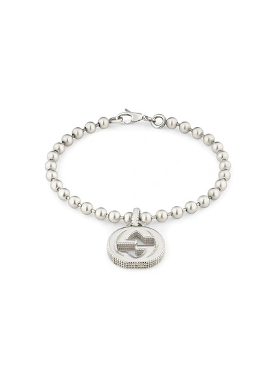 Shop Gucci Men's Sterling Silver Interlocking Charm Bracelet