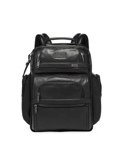 Shop Tumi Men's Alpha Leather Compact Laptop Brief Pack In Black