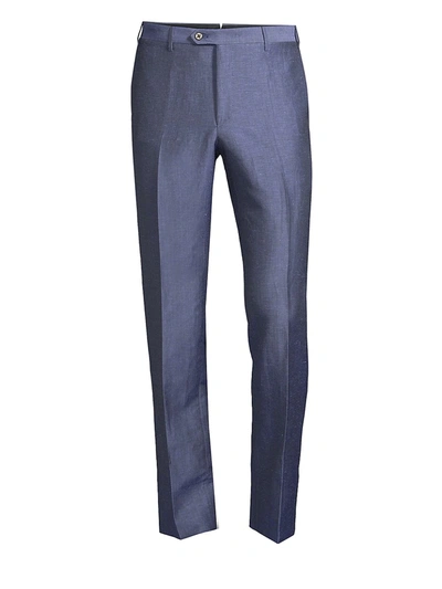Shop Corneliani Men's Wool-blend Trousers In Blue