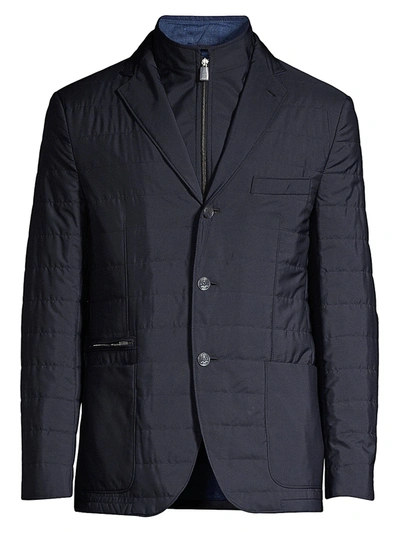 Shop Corneliani Men's Miltedstone Quilted Blazer In Navy