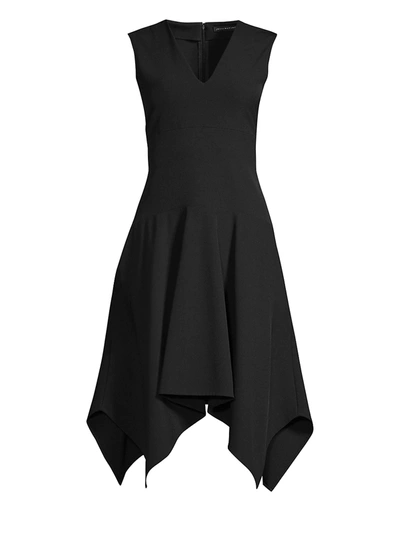 Shop Josie Natori Bistretch A-line Handkerchief Dress In Black