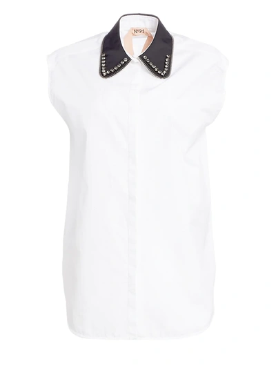 Shop N°21 Embellished Collar Sleeveless Top In White