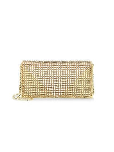 Shop Whiting & Davis Women's Crystal Triangle Metal Mesh Clutch In Gold