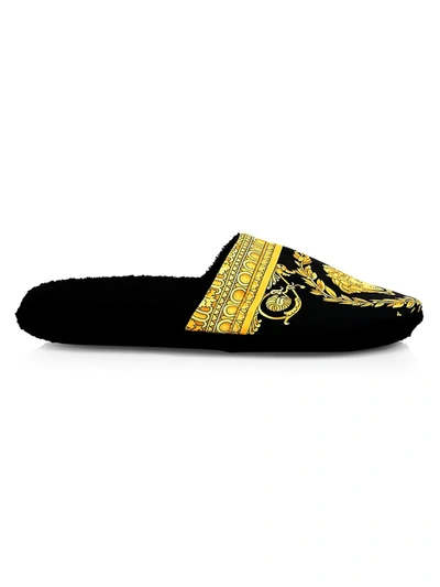 Shop Versace Men's Medusa Slippers In Black