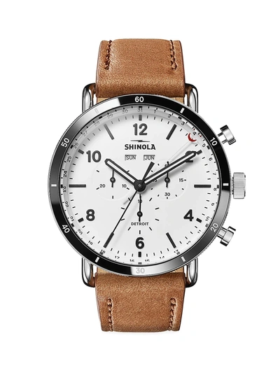 Shop Shinola Men's Canfield Sport Stainless Steel & Leather Watch In White