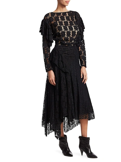 Shop Isabel Marant Étoile Women's Vally Ruffled Lace Midi Dress In Black