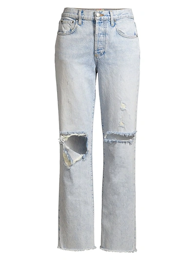 Shop Alice And Olivia Amazing High-rise Distressed Boyfriend Jeans In Honey Honey