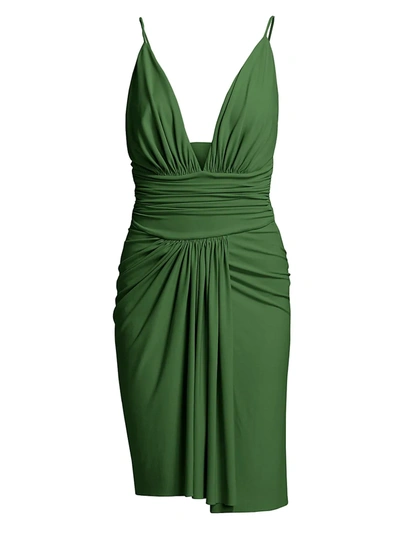 Shop Alexandre Vauthier Women's Stretch Jersey Deep V-neck Slip Dress In Moss