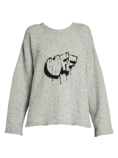 Shop Off-white Women's Off Lurex Knit Sweater In Silver Black