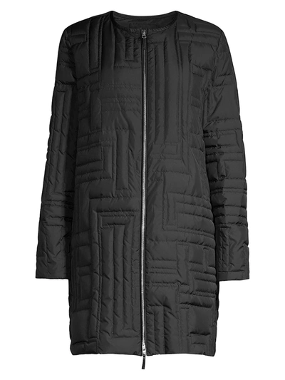 Shop Lafayette 148 Women's Abdulla Geometric Quilted Mid-length Coat In Black