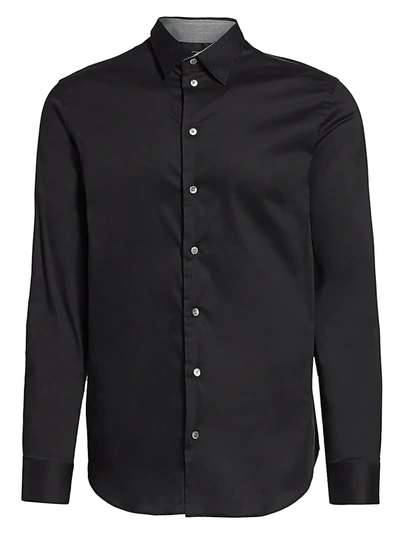 Shop Emporio Armani Men's Solid Sport Shirt In Black