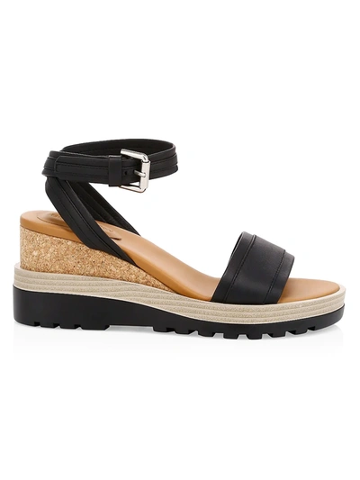 Shop See By Chloé Women's Robin Leather Platform Wedge Sandals In Black