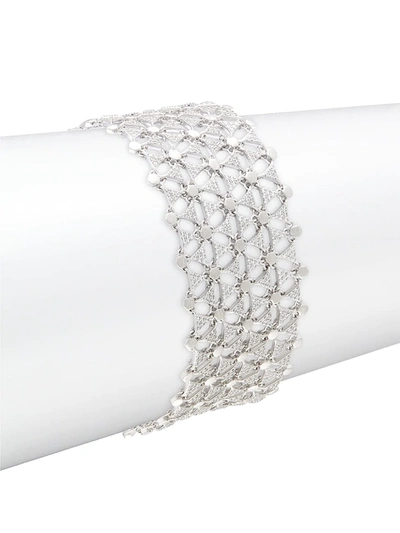 Shop Adriana Orsini Zena Sterling Silver Wide Line Bracelet In Rhodium