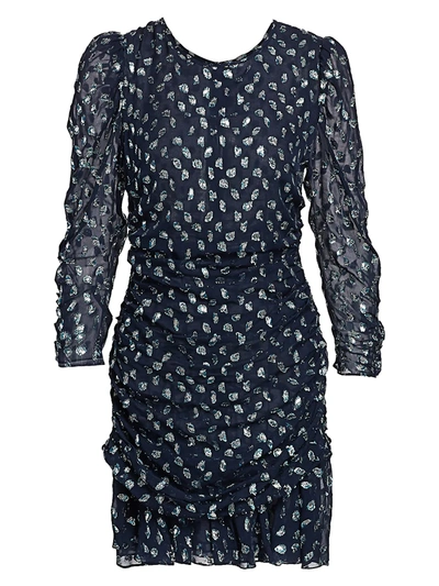 Shop Tanya Taylor Women's Raven Metallic Polka Dot Stretch-silk Sheath Dress In Navy