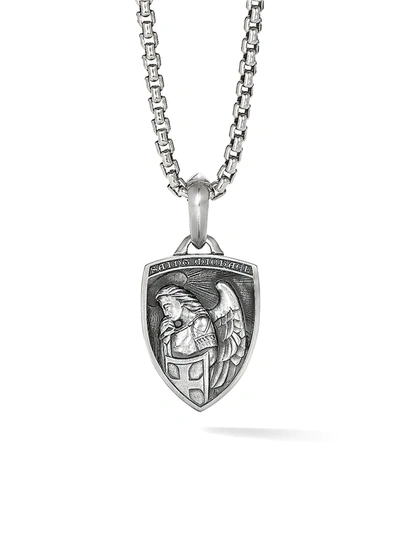 Shop David Yurman Men's St. Michael Enhancer Amulet In Silver