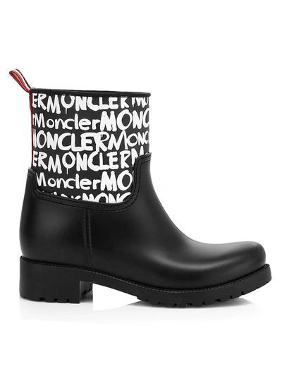 Shop Moncler Women's Ginette Logo Boots In Black
