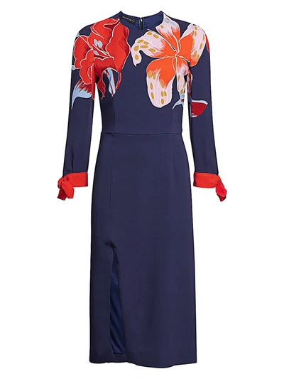Shop Etro Women's Lily-print Midi Dress In Navy