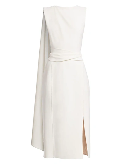 Shop Oscar De La Renta Women's Sleeveless Draped Pencil Dress In Ivory
