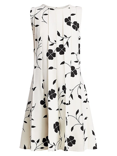 Shop Oscar De La Renta Women's Sleeveless Pleated Mini Dress In Ivory
