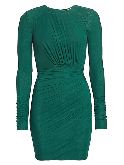 Shop Herve Leger Ruched Mini Dress In Bright Elm