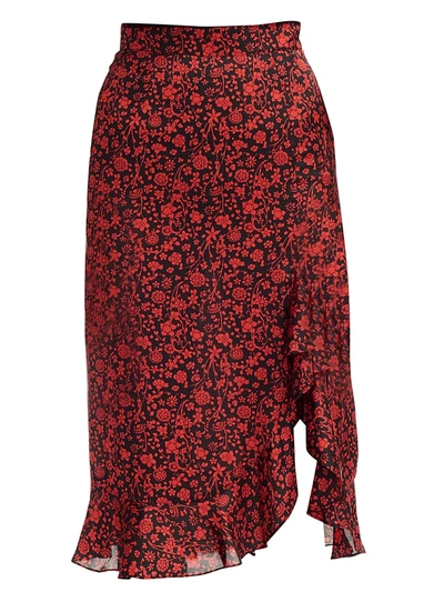 Shop Maje Women's Javie Floral Flounce Skirt In Red