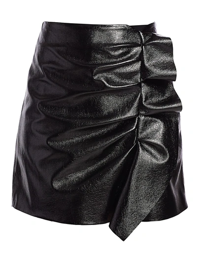 Shop Joie Jain Faux-leather Ruffled Mini Skirt In Caviar
