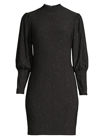 Shop Aidan Mattox Metallic Latern-sleeve Sheath Dress In Black