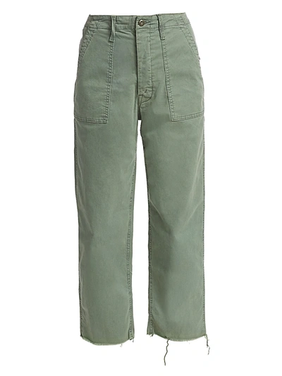 Shop Mother Private Patch Pocket Chino Pants In Army Green