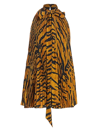 Shop Adam Lippes Women's Tiger-stripe Pleated Halter Top