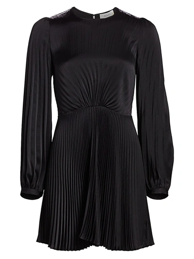 Shop A.l.c Tavi Long-sleeve Pleated Mini Dress In Black