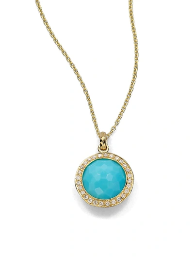 Shop Ippolita Women's Lollipop Small 18k Yellow Gold, Turquoise & Diamond Pendant Necklace