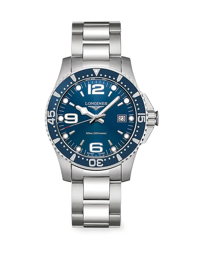 Shop Longines Men's Conquest 41mm Stainless Steel Bracelet Watch In Blue