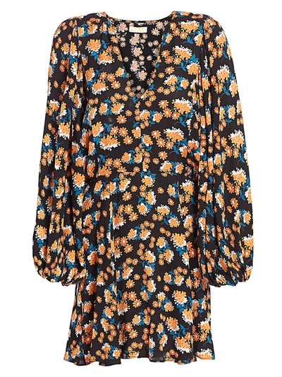 Shop Bytimo Women's Poppy Field Puff-sleeve Mini Dress