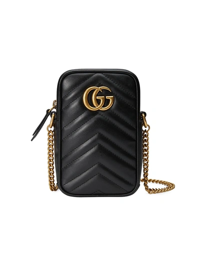 Shop Gucci Women's Gg Marmont Mini Bag In Black
