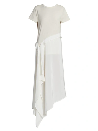 Shop Loewe Women's Asymmetric Cotton & Silk T-shirt Dress In White