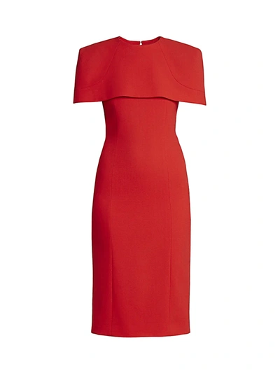 Shop Givenchy Structured Shoulder Cape Wool Dress In Red