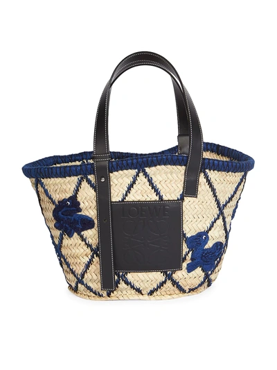 Shop Loewe Women's Animals Basket Bag In Blue