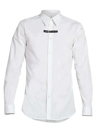 Shop Givenchy Men's Logo Tape Dress Shirt In White