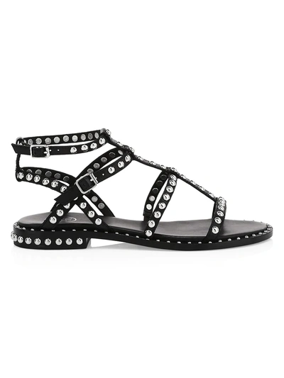 Shop Ash Women's Precious Studded Leather Gladiator Sandals In Black