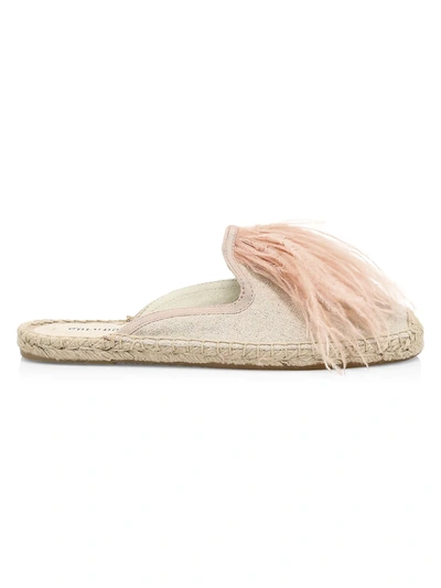 Shop Soludos Women's Feather-trimmed Espadrille Mules In Sand