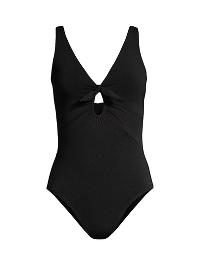Shop Robin Piccone Women's Ava Plunging One-piece Swimsuit In Black