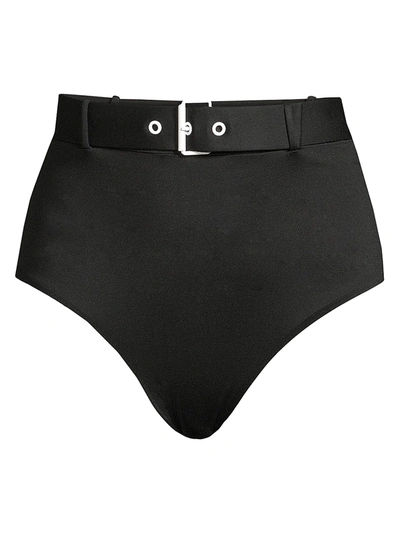 Shop Moschino Buckled Bikini Bottom In Black