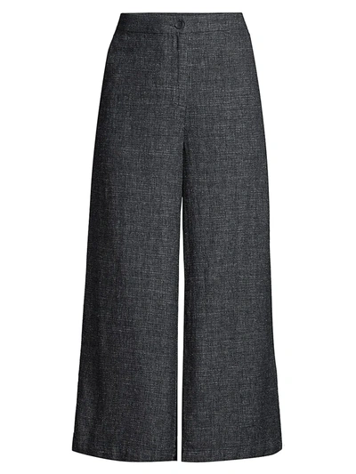 Shop Eileen Fisher Wide Leg Cropped Pants In Indigo