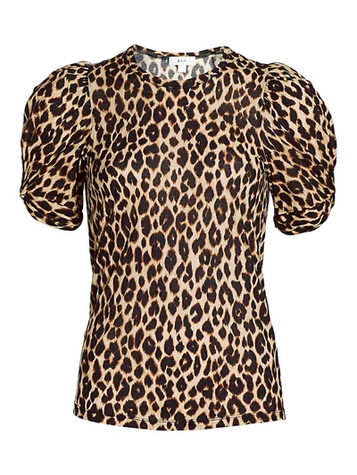 Shop A.l.c Women's Kati Leopard Print Puff-sleeve T-shirt In Brown Multi